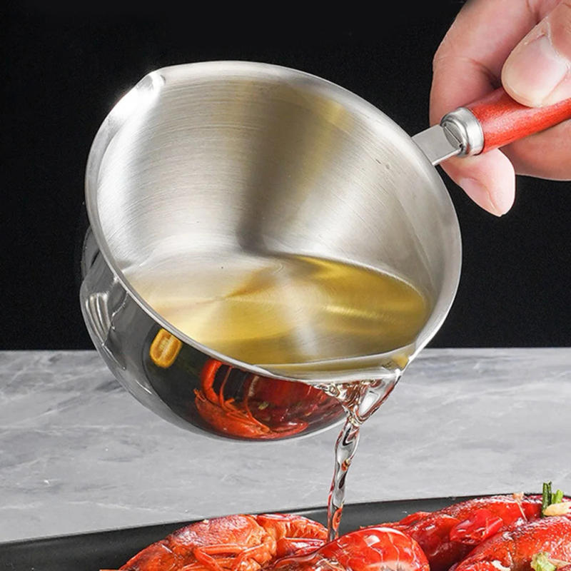 Description Picture 6 of itemMilk Pot Stainless Steel Hot Oil Pan 150ML-500ML Hot Sauce Small Pot Cooking Butter Melting Pot Versatile Flat Bottomed Oil Pan