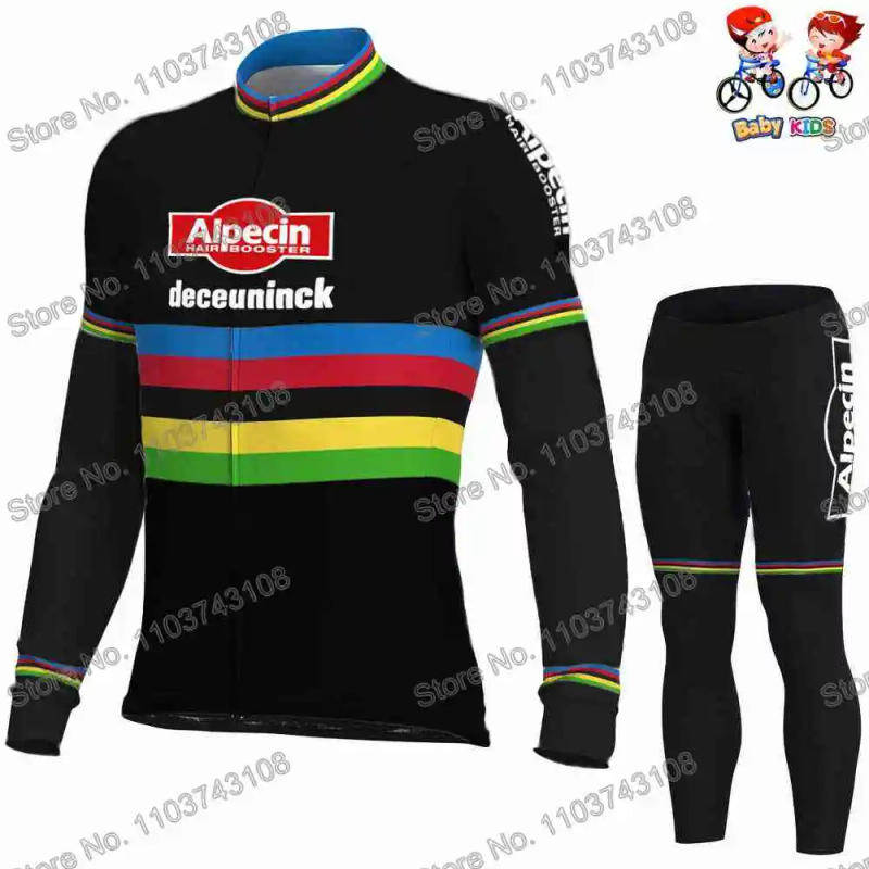 Description Picture 3 of itemKids Alpecin Deceuninck 2024 Cycling Clothing Winter Cycling Jersey Set World Champion Autumn Road Bike Shirt MTB Thermal Jacket