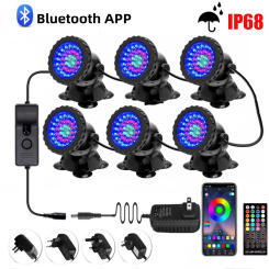 Bluetooth APP Control IP68 Waterproof RGB LED Underwater Light Swimming Pool Fountains Pond Water Garden Aquarium Spot Lamp