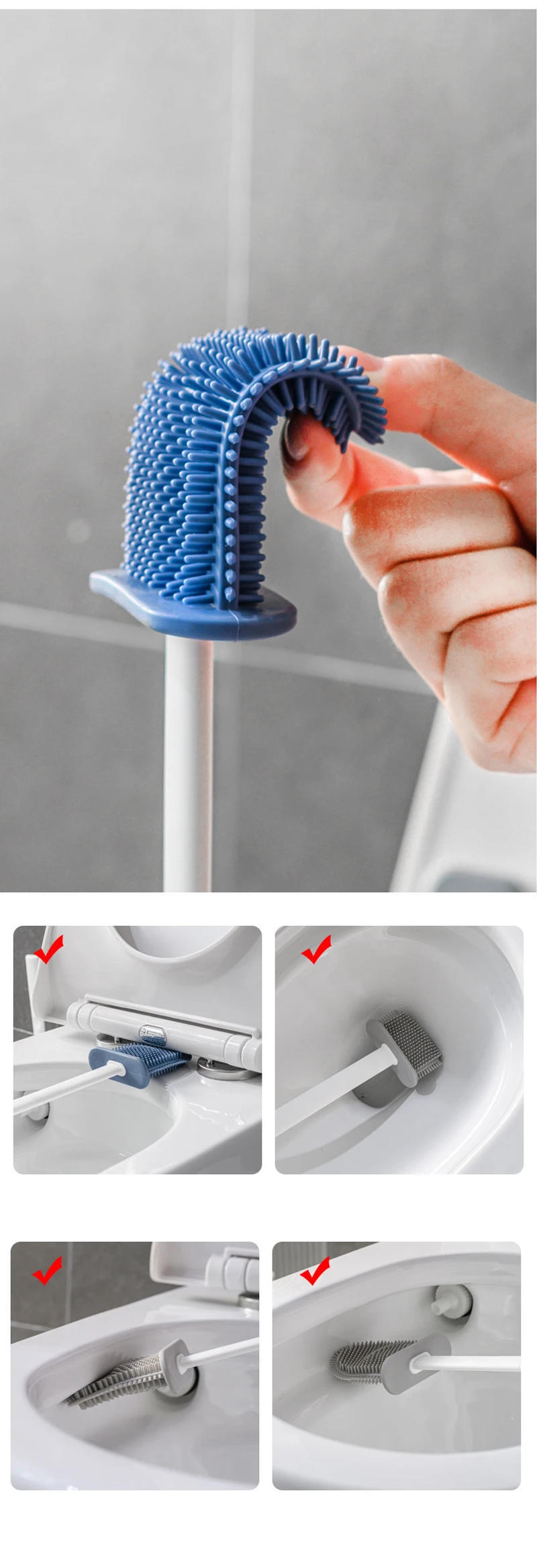 Description Picture 4 of itemPunch-free Multifunctional Toilet Toilet Toilet Brush Toilet Brush Household Silicone Cleaning Artifact Bathroom Accessories