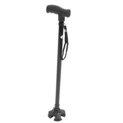 Walking Cane Adjustable Height Anti Slip Lightweight Retractable Senior Walking Stick with 4 Pronged Base for Mountaineering