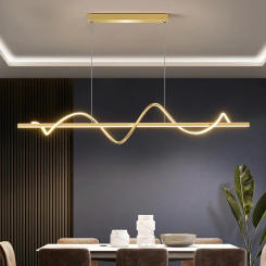 Modern Long Rotate LED Pendant Lamp With Remote Control Gold For Dining Room Kitchen Coffee Table Home Decor Lighting Fixtureroo