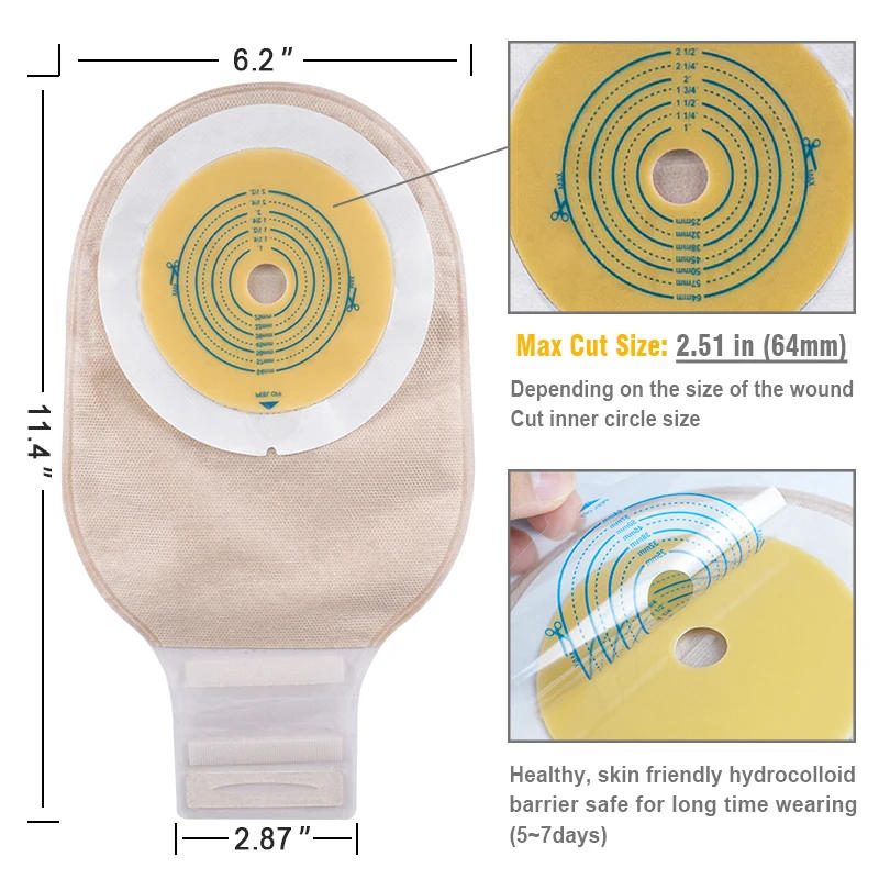 Description Picture 2 of item20pcs One Piece Colostomy Bags with Hoop and Look Ostomy Bags for Ostomy Patient