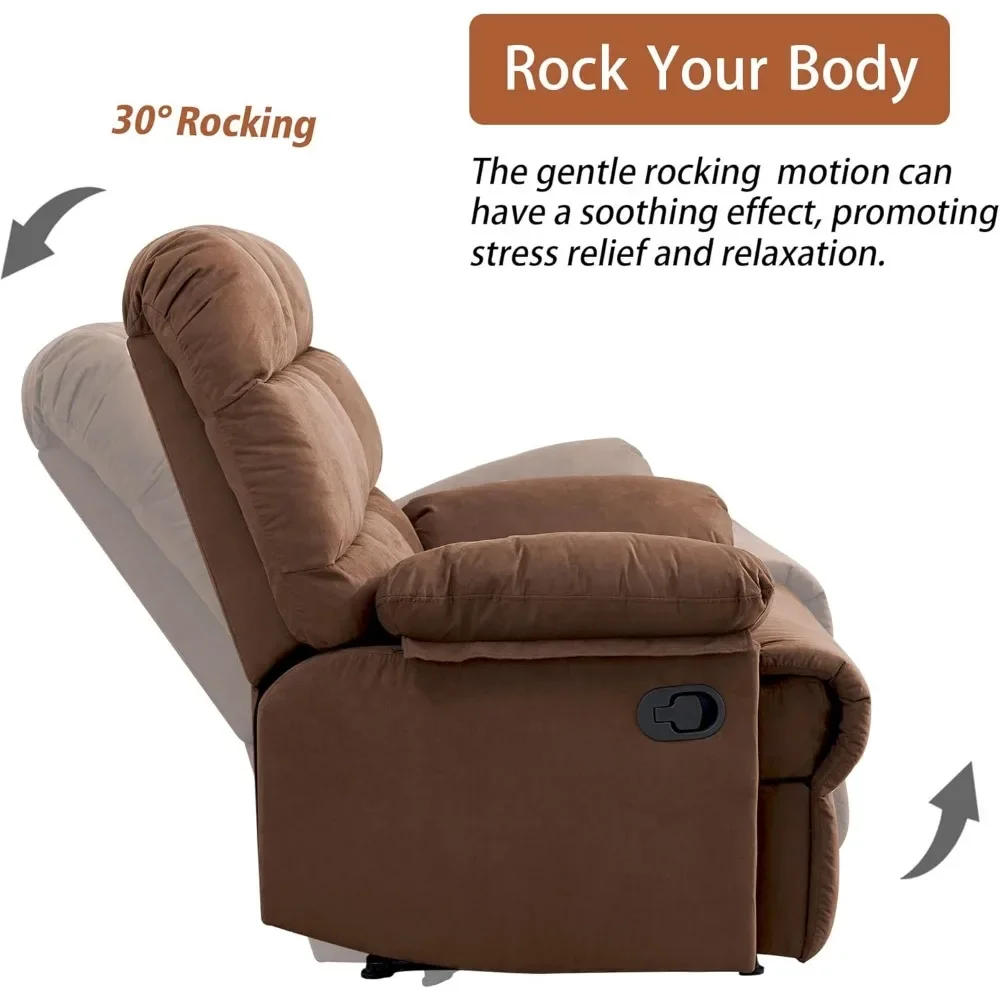 Description Picture 6 of itemRocker Recliner Chair for Adults, Overstuffed Large Manual Rocking Recliner, Upholstered Soft Fabric Living Room Reclining Sofa