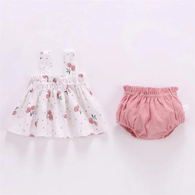 Description Picture 3 of itemBaby Clothing Sets Girl's Suspender Dress Top + Shorts 2Pcs/set Summer Thin Casual Print Infant Toddler Clothes Suits