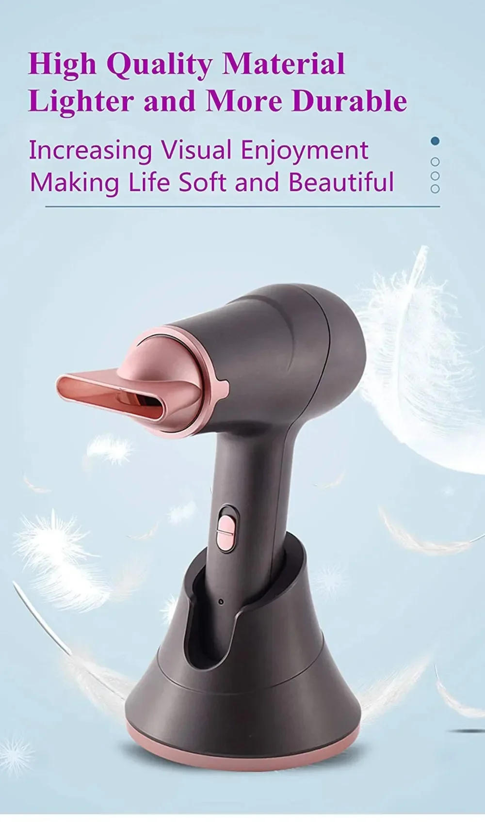 Description Picture 3 of itemPortable Rechargeable Wireless Hair Dryer Travel/Outdoor Wireless Blower Negative Ions Hair Care 300W Hot and Cool Air