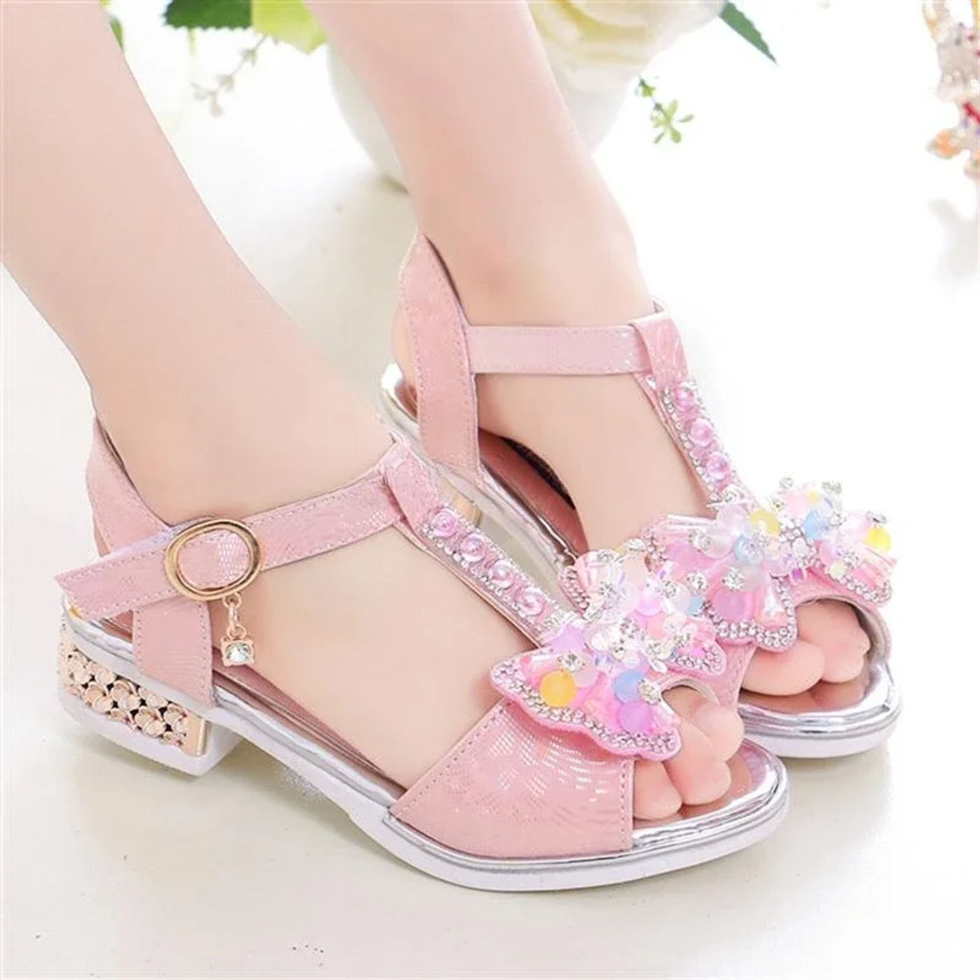 Description Picture 5 of itemGirls Flat Heel Sandals Kids Girls Spring Summer Little Kids Princess Dress Bow Fashion Teenage Shoes