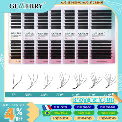 Gemerry YY Shaped Eyelash Extension Automatic Flowering W Shape Bloom 3D 4D 5D 6D 8D Premade Fans Eyelash Makeup Volume Lashes