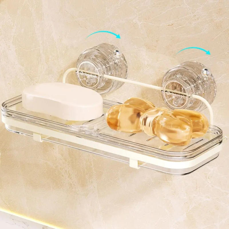 Description Picture 5 of itemMultifunctional Plastic Suction Cup Soap Dish Wall Mounted Drainable Double Soap Dish Punch Free Soap Tray for Home
