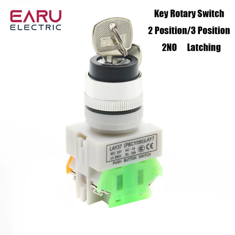 Description Picture 2 of item22mm LAY37-11Y2/LAY37-20Y3 Knob Switch with Key 2 Position 3 Position 10A 660V Self-locking Latching Selector Switch