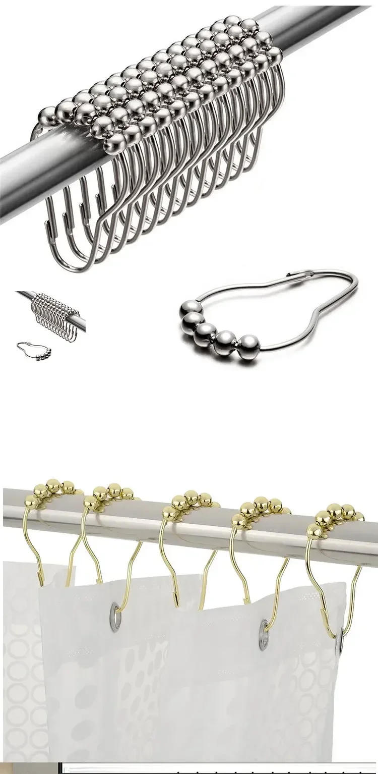 Description Picture 5 of item5pcs Shower curtain hook five ball ball gourd buckle shower curtain ring curtain clip iron material accessories bathroom set