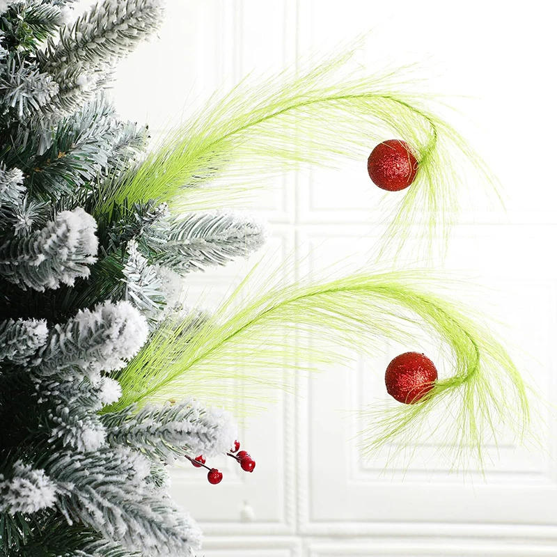 Description Picture 3 of itemChristmas Tree Topper Red Green Curly Stems Lime Green Curly Xmas Tree Pick Ornaments Stems For Christmas Tree Topper Home