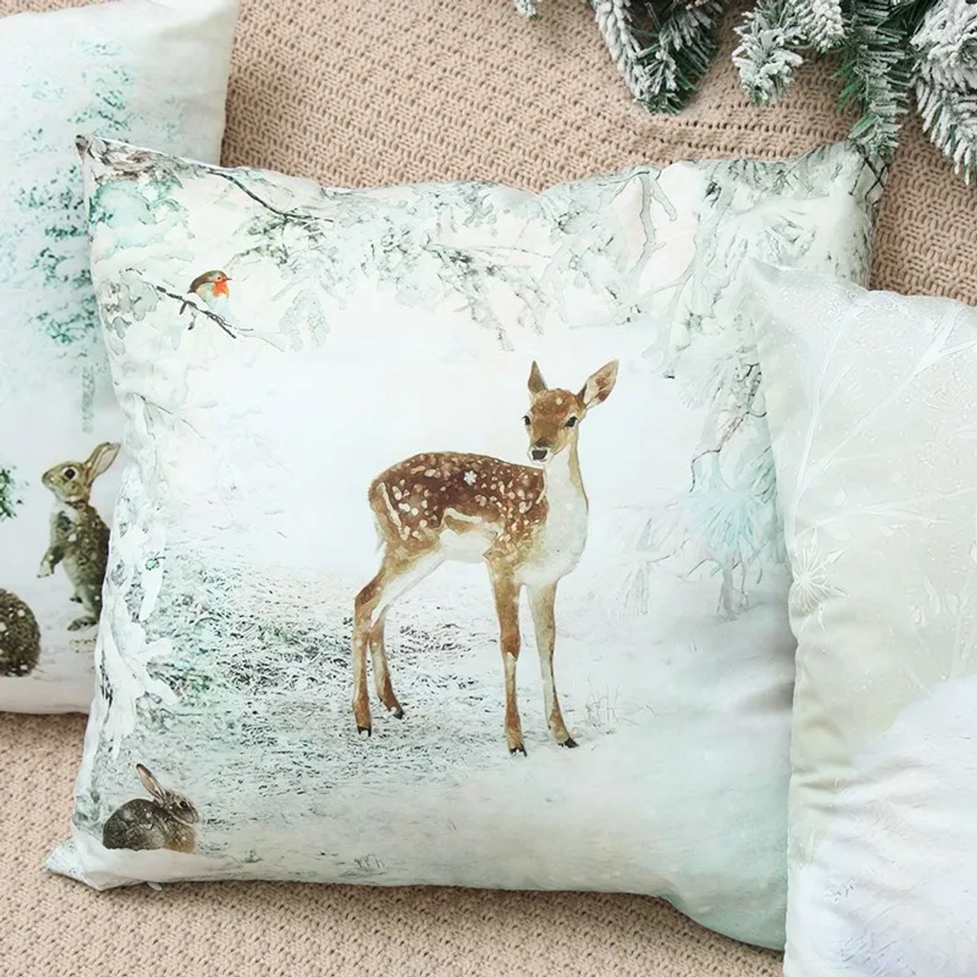 Description Picture 6 of itemChristmas Cushion Cover Peach Skin Pillowcase Elk Throw Pillow 2023 Xmas Gifts Sofa Decorative Cushions Christmas Pillow Covers