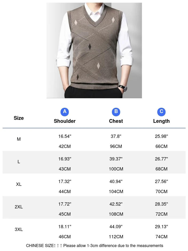 Description Picture 2 of itemSpring  Autumn Men's Knitted Vest Outdoor Leisure Business V-Neck Waistcoats Fashion Slim-Fit Sleeveless Tops Men's Clothing