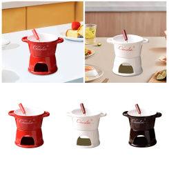 Chocolate Fondue Pot Butter Heater Ceramic Butter Warmer Set Porcelain Melting Pot for Cheese Melting Snack Party Tapas Wedding