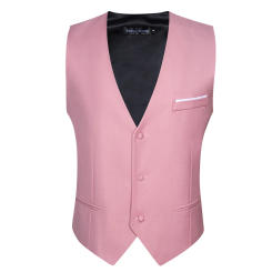 Elegant custom Vest for Men Pink Solid Satin Waistcoat Tie Bowtie Hanky Set Sleeveless Jacket Wedding Formal Male Gilet Suit
