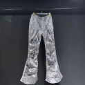 HKSH Heavy Industry Wide Leg Flare Pants Straight Wide Leg Floor Textured Gray Metallic Punk Trousers Men's Tide Chic New HK0869