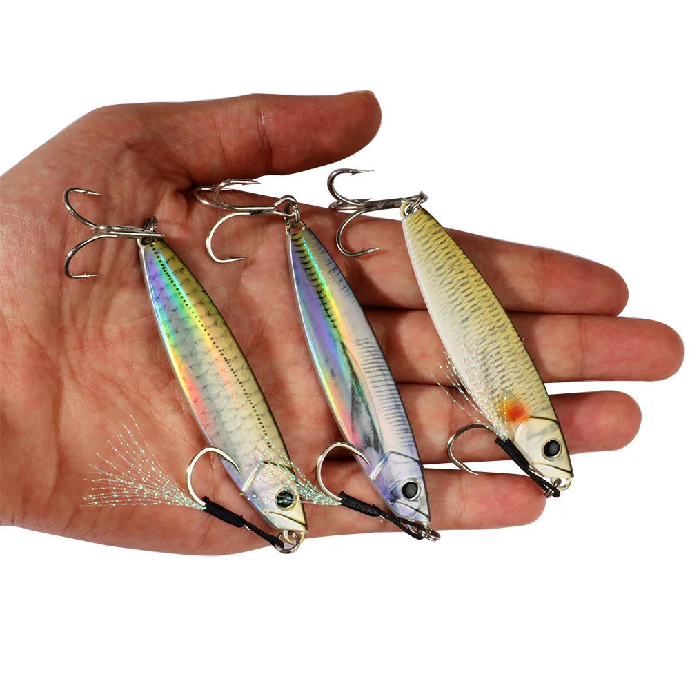 Description Picture 5 of itemMetal Jig Fishing Lure 30g 40g 60g Shore Cast Spoon Pike Hook Trout Swimbait Pesca Sinking Wobbler Spin Tackle Artificial Bait