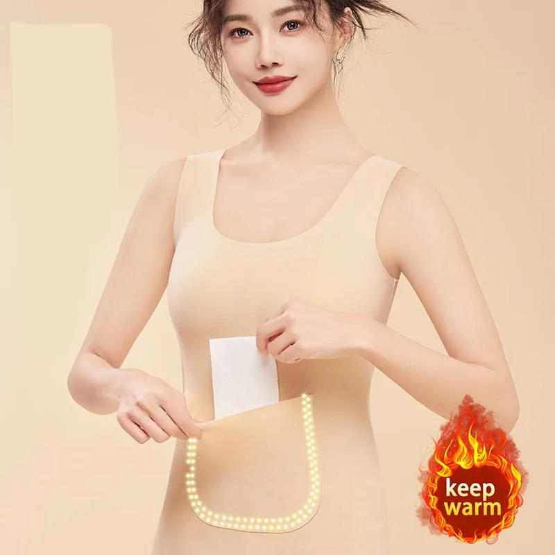 Description Picture 2 of itemAutumn Winter Thermal Vest Women's Thermal Underwear Double Pocket Thermal Tank Top Sleeveless Thermo Lingerie Warm Vest