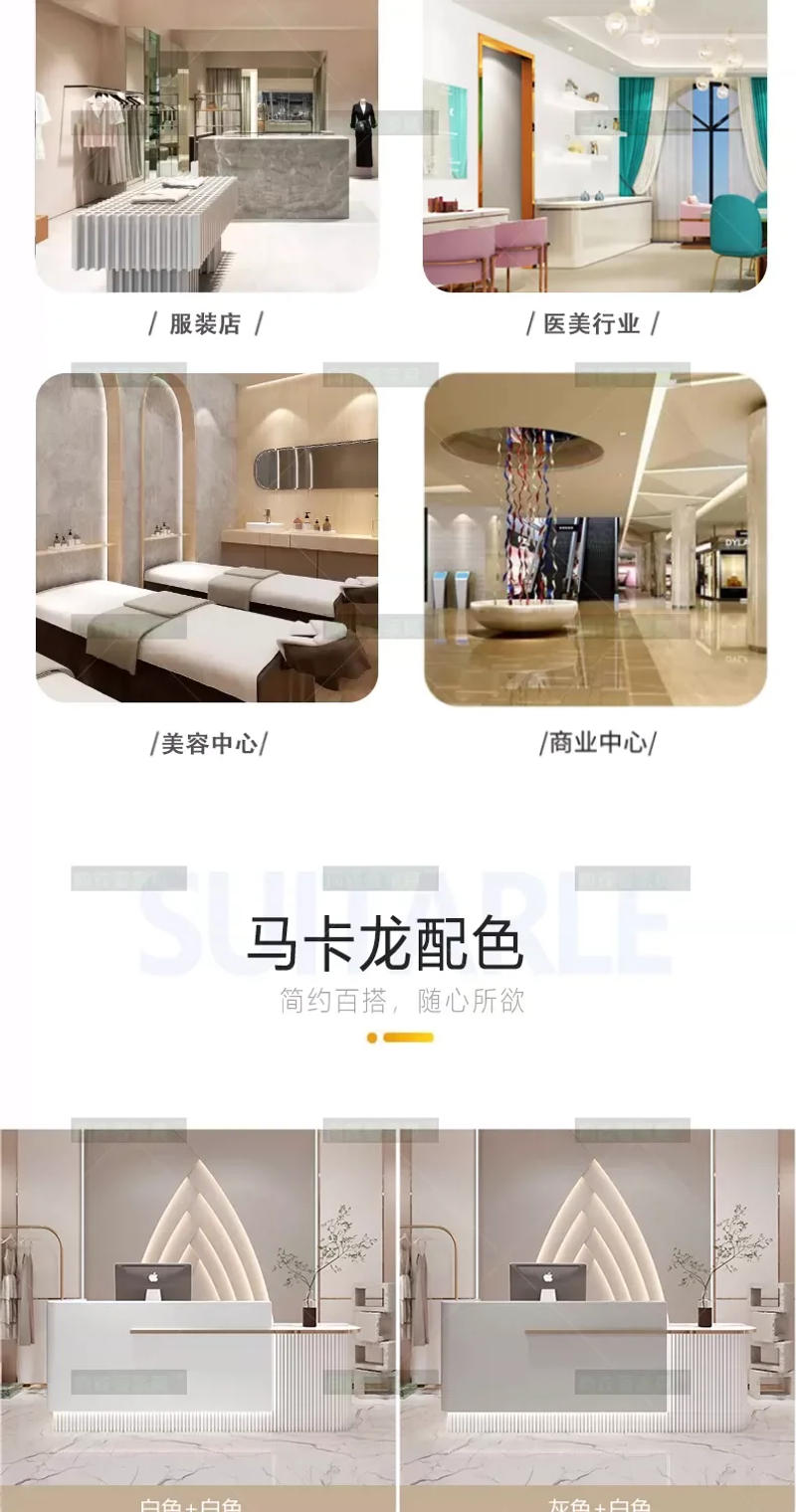 Description Picture 3 of itemWhite Counter Reception Desks Beauty Salon Church Shop Pulpit Reception Desks Commercial Bureau Meuble Office Desk Furniture