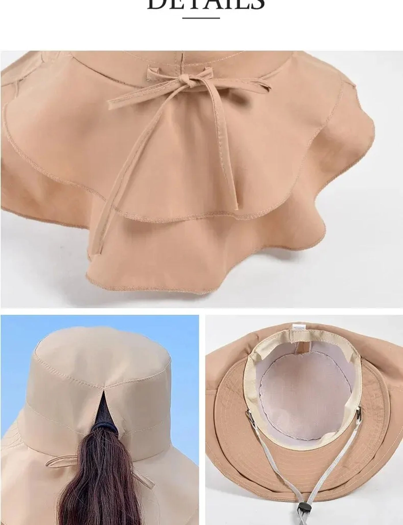 Description Picture 6 of itemSummer Hats for Women Outdoor UV Anti Neck Protection Sun Visors for Lady Fishing Hiking Wide Brim Shawl Sunscreen Ponytail Cap