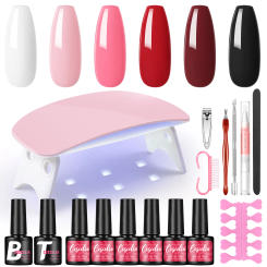COSCELIA Gel Nail Polish Kit with Nail Dryer Lamp Semi-permanent Art Pink Black Top Base Coat for Nail Nail Art Manicure Tools