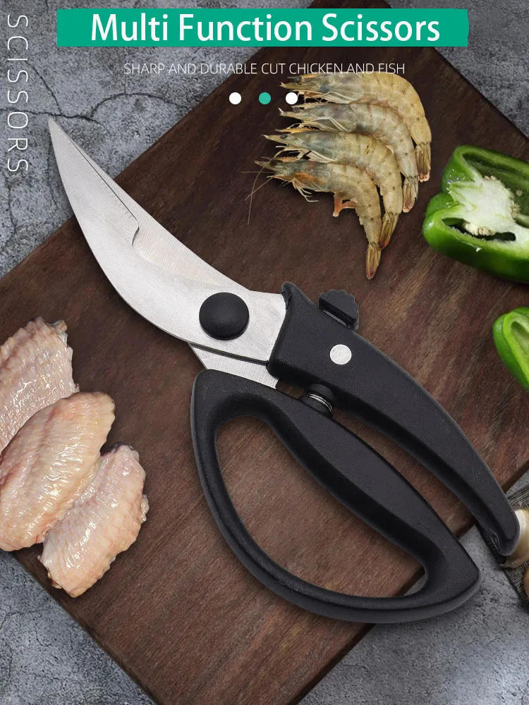 Description Picture 6 of itemDobeli PP Handle Seafood Chicken Bone Cutting Tools Household Stainless Steel Blade Kitchen Scissors with Effort Saving Spring