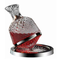Wine Decanter Spinning Crystal Red Wine Decanter Carafes 360° Rotating Decanters Lead-free Crystal Glass 1500ml Wine Accessories