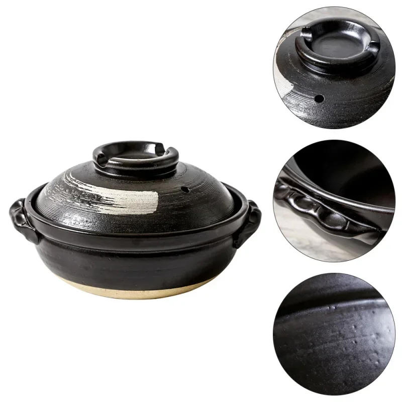 Description Picture 3 of itemPot Ceramic Clay Cooking Casserole Japanese Stew Soup Lid Earthenware Hot Pots Korean Stockpot Dish Pan Cookware Stock Chinese
