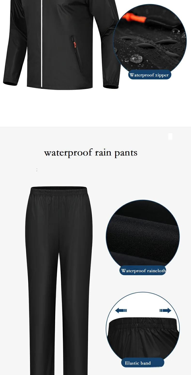 Description Picture 5 of itemPGM Raincoat and Rainpants Suit Unisex Full Body Rainstorm Prevention Jacket Women Men Hooded Split Raincoat Golf Long Pants