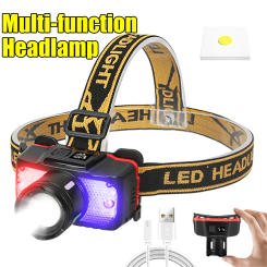 Super Bright LED Headlamp Built-in Battery USB Rechargeable Head Flashlight Rotating Zoom Outdoor Camping Fishing Head Lamp
