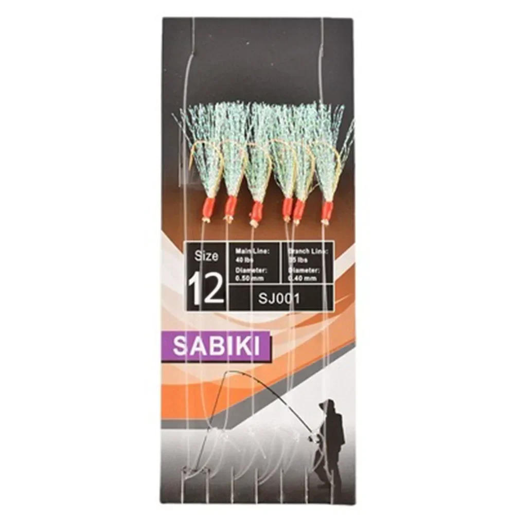 Description Picture 6 of item6Pcs/Pack Sabikis Soft Fishing Lure Rigs Bait Jig Lure Feather Lure Herring Bait Tackle Tool For Mackerel And Deep Se NEW