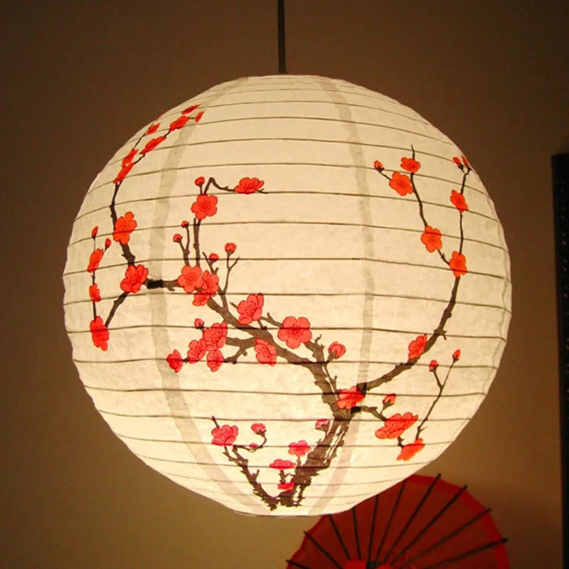 Description Picture 4 of item12inch Chinese Paper Lantern Round Plum Blossom Folding Lantern For Home Restaurant Hanging Wedding New Year Party Decoration