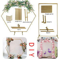 1pcs Metal Frame Wedding Banquet Backdrop Decoration Balloon Arch Frame Flower Stand Birthday Party Home DIY Hexagon Arch Stand