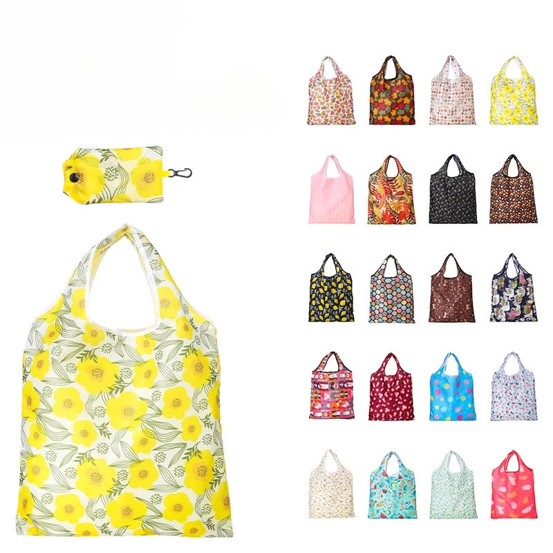 Description Picture 2 of item10pcs Foldable Shopping Bags Reusable Eco Friendly Handbags Supermarket Shopping Travel Home Grocery Storage Bag Multiple Styles