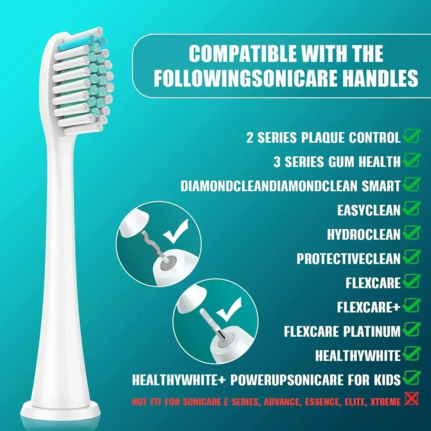Description Picture 2 of item4 PCS Electric Toothbrush Replacement Heads Dupont Bristles Nozzles Tooth Cleaner Brush Head For Philips Sonicare HX3/6/9 Series