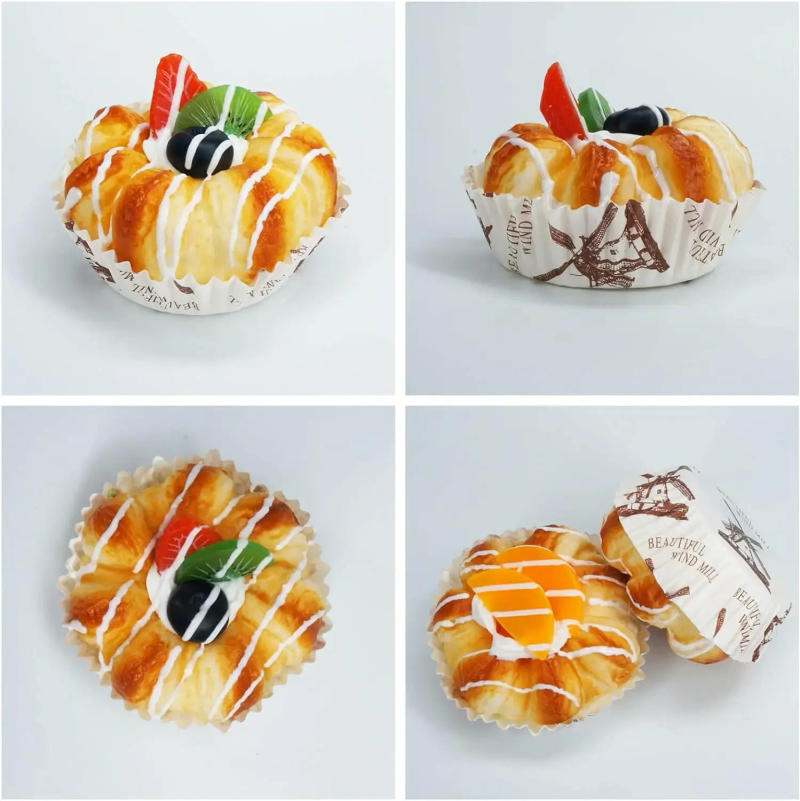 Description Picture 5 of itemArtificial Cake Decor and Faux Desserts Replica, Fake Fruit, Bread, Food, Kitchen and Bakery, Shop Props, 6 Pack