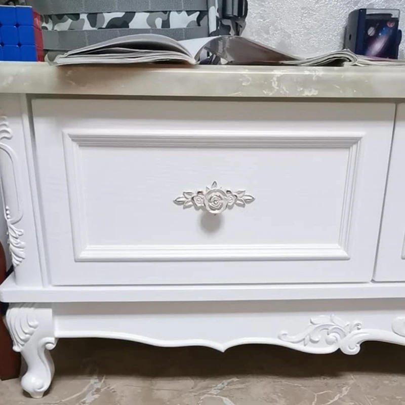 Description Picture 5 of item4 Pcs Euro Roses Cabinet Knobs With Backplate Flower Drawer Pull Handles For Dresser Vanity Nightstand Cupboard