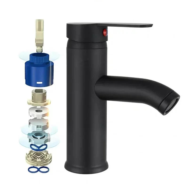 Description Picture 4 of itemStainless Steel Hot And Cold Above Counter Basin Faucet European Style Black Household Bathroom Basin Faucet