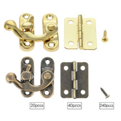 40Pcs Antique Bronze/gold Box Hinges and 20 Sets Latch Hook Wood Jewelry Box Hasp Catch w/ Screws Kit for DIY Jewelry Wooden Box