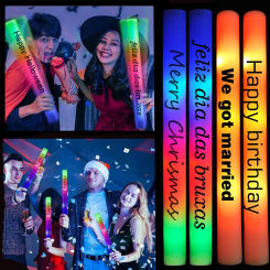 10/20/50/60pcs customizable LED Glow Sticks Halloween Personalization Flash stick Parties Glow in The Dark Party Supplies