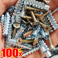 Serrated Steel Wall Anchors Metal Expansion Tube Pipe Self Tapping Screw Drilling Plug for Concrete Wall Fasteners Bolt Anchors