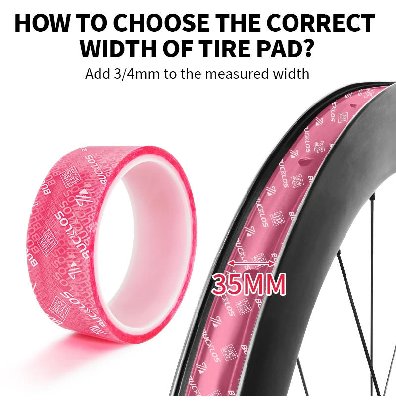 Description Picture 4 of itemBUCKLOS Bicycle Tubeless Rim Tape 10*17-32MM Pink Bicycle Rim Strip Tapes Tubeless Tires Inner Tapes for MTB Road Bike Wheels