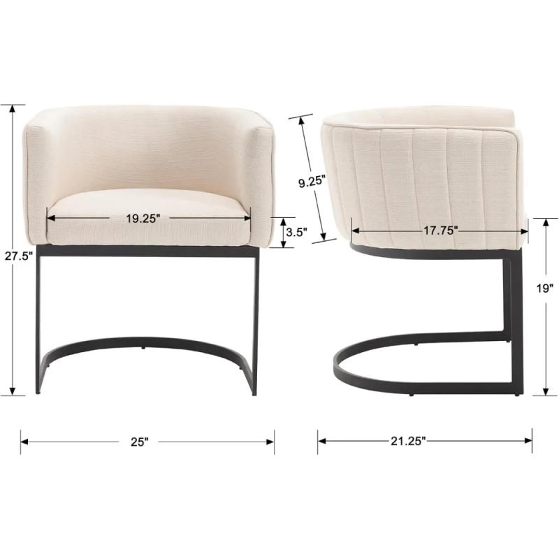 Description Picture 5 of itemDining Chair 4-Piece Set, 20-Inch Wide with Upholstered Armrests, Metal Frame for Bedroom/Living Room, Barrel Chairs