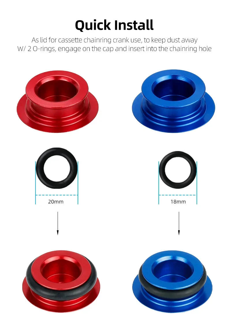 Description Picture 6 of itemOne-Piece Hollow Crank Cover Aluminum Bicycle Dust Screw W/ 18/20mm Dia. Seals MTB Road Chainring End Plug Cycle Replacement