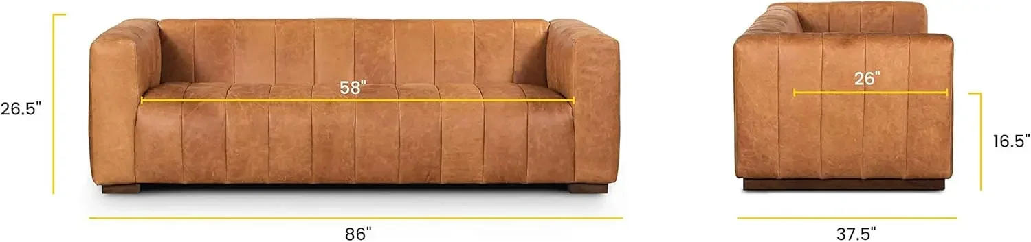 Description Picture 4 of itemLiving Room Sofas 86" Sofa in Full-Grain Pure-Aniline Leather in Cognac Tan 37.5"D X 85.5"W X 27.5"H Arrives Fully Assembled
