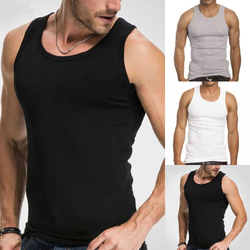 Description Picture 2 of itemFashion Men's Basic Summer Tank Tops Vest Undershirt Gym Workout Stringer Fitness O Neck Sleeveless T Shirt Vests Clothing