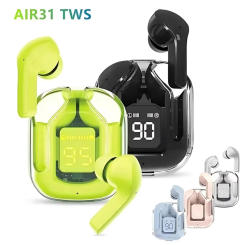 True Wireless Bluetooth Headset Transparent Design with LED Digital Display Stereo Sound TWS Earphones for Sports Working-Air 31