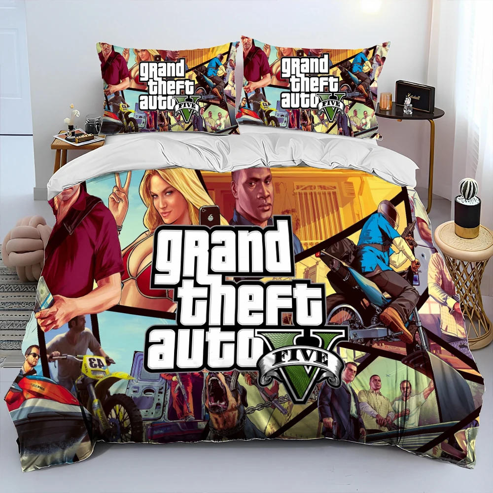 Description Picture 6 of item3D Grand Theft Auto GTA Game Gamer Comforter Bedding Set,Duvet Cover Bed Set Quilt Cover Pillowcase,king Queen Size Bedding Set