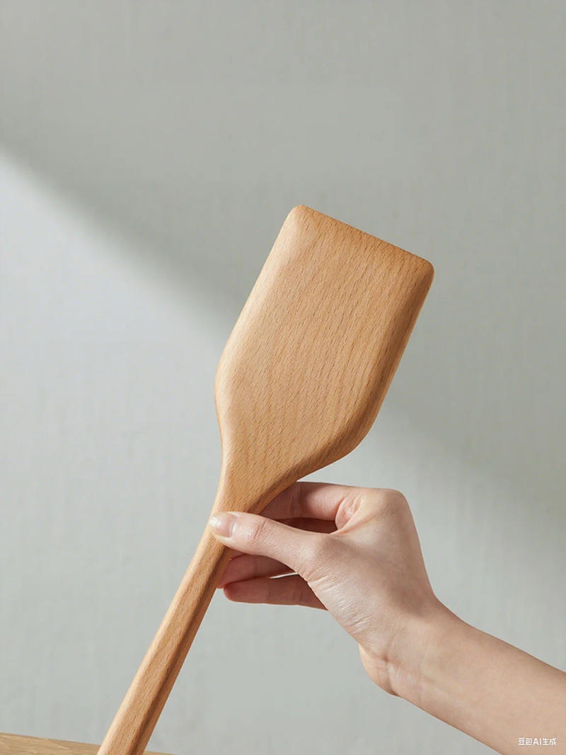 Description Picture 4 of itemCOOKER KING Thickened Beech Wood Spatula, Non-Stick Special Spatula For Stir-Frying, High-Temperature Resistant Spatula, Wooden
